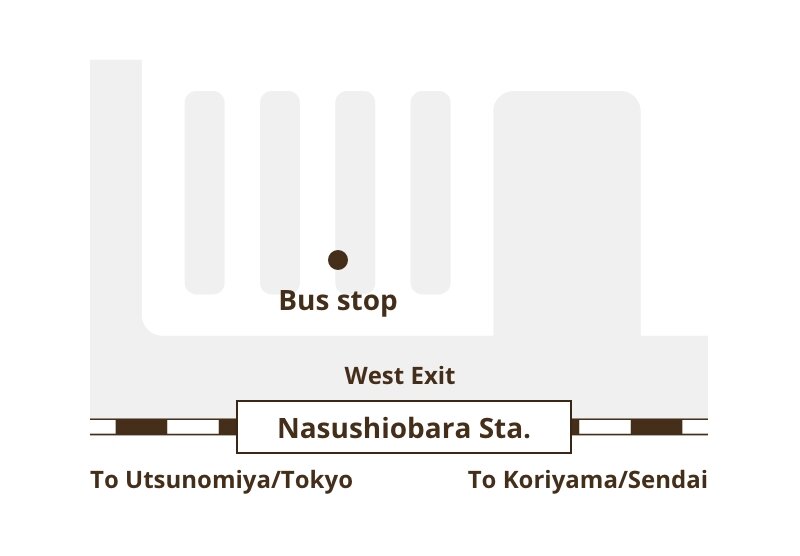 Map of shuttle bus stop at Nasushiobara Sta. West Exit