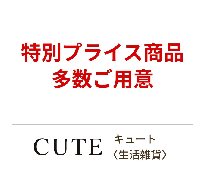 キュート〈生活雑貨〉特別プライス商品 多数ご用意