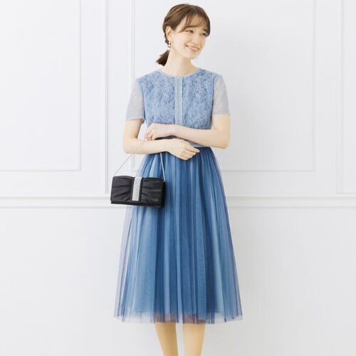 ラッセルレース×チュールレースのふんわりドレス♡