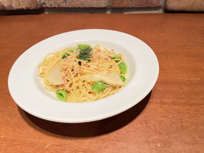 【春の限定商品】桜えびとたけのこのアーリオオーリオ