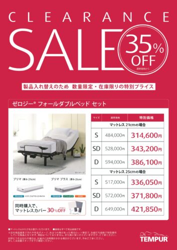 リクライニングベッドセットが35%OFF