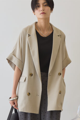 【接触冷感+イージーケア】リネンライク半袖ジャケットのご紹介☆