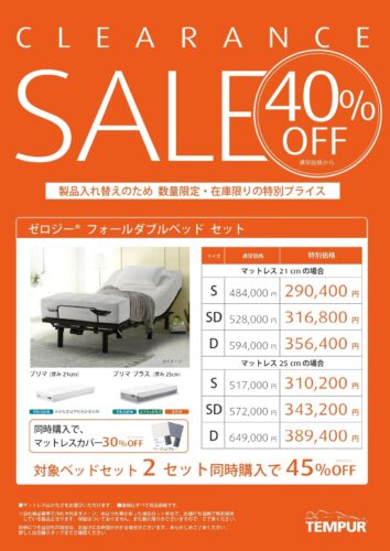 リクライニングベッドセットが40％OFF 2セット同時購入で45%OFF 廃盤マットレスとセットでお買い得