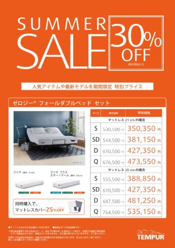 リクライニングベッドセットが30％OFF